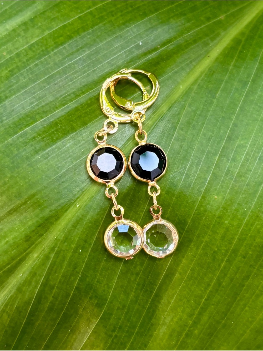 Upcycled Swarovski Gold Drop Earrings